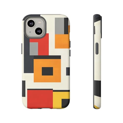 Coque rigide mate iPhone 14 aux finitions soignées et motif abstrait noir