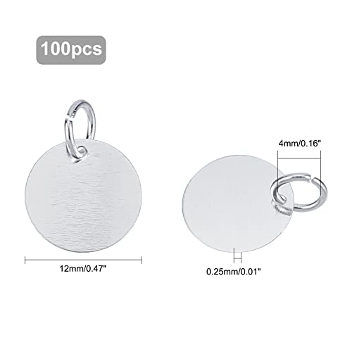 SUPERFINDINGS 100Pcs Brass Blank Pendants 12mm Flat Round Stamping Tag Charms with 4mm hole for Bracelet Necklace Jewelry DIY Craft Making - Image 4