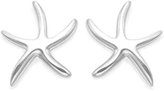 Sterling Silver Starfish Earrings - SIZE:10mm x 12mm x 1.5mm thick. Gift boxed Silver Starfish stud earrings 5142