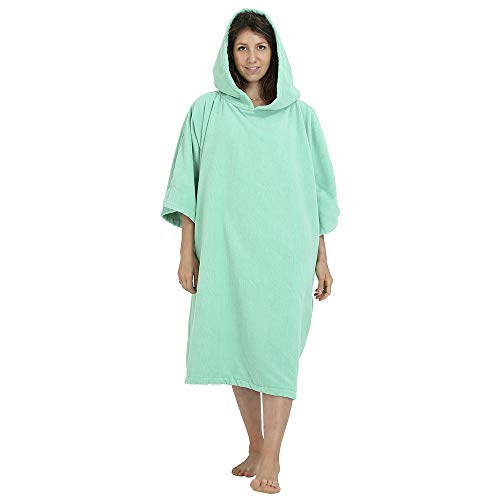 Preisvergleich Produktbild Winthome Badeponcho mit Kaputze, Handtuch Poncho Erwachsene Herren Damen(Grün, M)