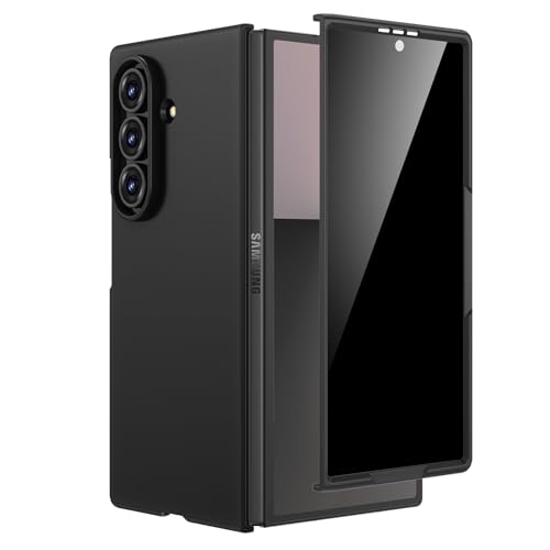 Maxdara for Z Fold 7 Case with Privacy Screen Protector, Galaxy Z Fold 7 Thin Case Support Wireless Charging Hard PC Shockproof Protective Phone Cover (Black)