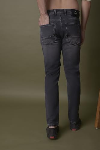 Image of i'sol Men's Tapered Fit Solid Mid-Rise Stretchable Casual Jeans