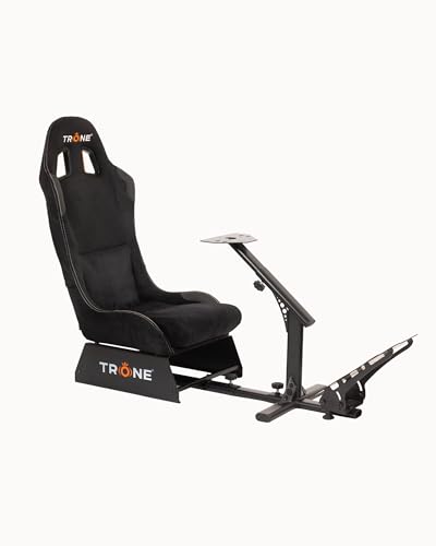 TRONE RS1 Suede Black Racing Simulator Gaming Chair with Seat Driving Cockpit | Compatible with Logitech PXN V10, V99. G923, G29, G920 Xbox One, PS4,PS5, PC | Foldable, Adjustable, Carbon Steel Frame
