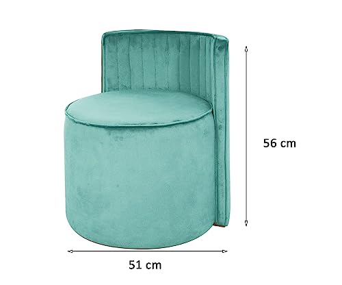 Image of Ottoman Stool for Living Room | Poof Puffy Foot Rest Stool | Upholstered Sitting Pouffe with Backrest | Pouf Mudda for Dressing Table, Home Decor & Office (Aqua Blue)