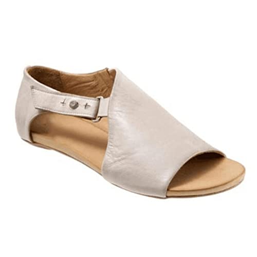 Ecoodisk Sandalias de Mujeres Sandalias Planas de Cuero Suave Zapatos de Verano Mujer