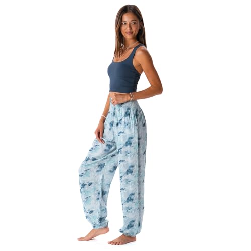 Image of Lotus and Luna Women's Harem Pants Thai Pants for Beach & Lounge High Waisted Flowy Boho Pants Genie Pants Yoga Pants