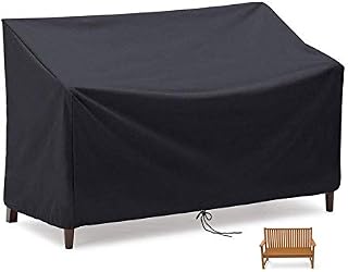 Flymer 2/3/4 Seater Bench Cover, Waterproof and Windproof and Tear proof 420D Oxford Fabric Anti-UV Furniture Cover for Outdoor Patio Bench - Black (2 seater)