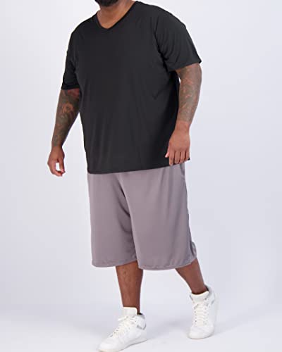 3 Pack: Men’s Big And Tall Tech Stretch Short Sleeve Quick Dry Fit T-Shirt Wicking Active Athletic Gym Top Plus Size Clothes Lounge Sleep Running Essentials Basketball V Neck Workout Tee- Set 6, 4X #TOP3