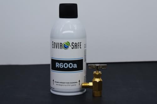 ENVIRO-SAFE Upright R600a Refrigerant -Self-Sealing Style Top for HVAC & Refrigeration Use | 99.7% Purity | EPA Approved Hydrocarbon-1pk-6oz-Top-Tap