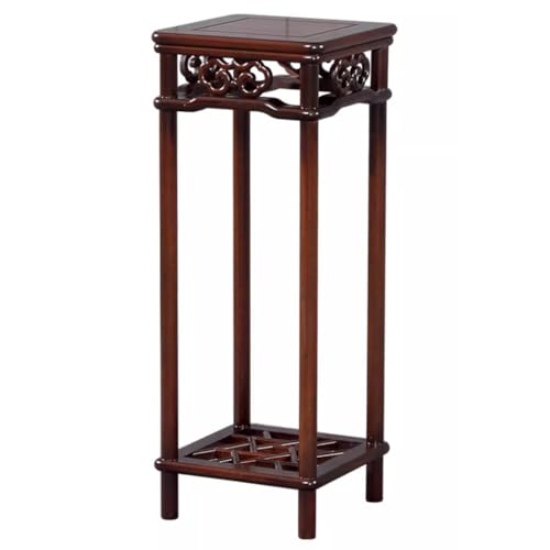 Soporte para plantas, estante alto de madera, para interiores, esquina, retro, mesa auxiliar pequeña, soporte de almacenamiento, pedestal, mesa rectangular de madera estilo chino
