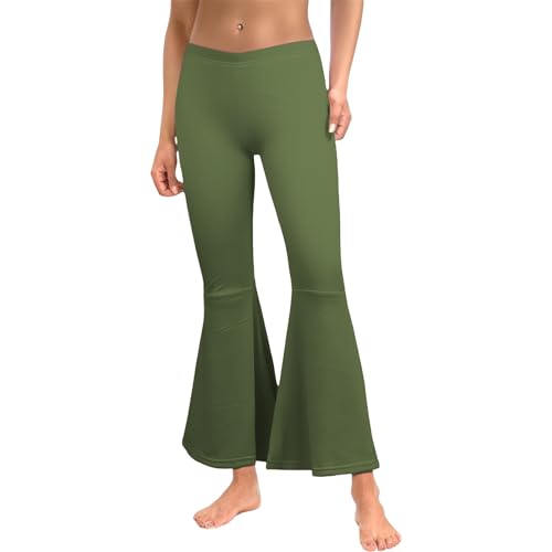 Generisch Pantalones de mujer de cintura alta, pantalones acampanados para yoga, entrenamiento de vientre, elásticos, para el tiempo libre, para correr, de verano, para exteriores, para bailar