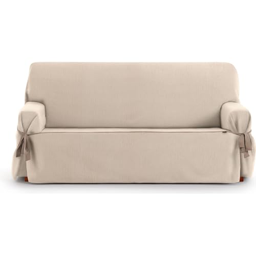 ECOMMERC3 | Funda Sofá 3 Plazas Universal Diseño de una Sola Pieza con Ajuste Mediante Lazos   Funda Sofá Crudo 4 Puntos de Sujeción Firmes