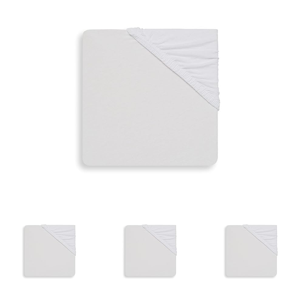 Jollein 511-565-00001 Spannlaken Jersey, 70 x 140 cm, weiß (Packung mit 4)
