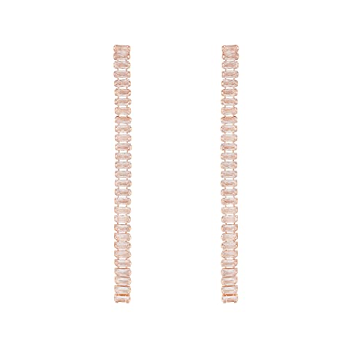 Image of I Jewels Valentines Special Sparkling Glamorous Silver Plated CZ and American Diamond Tassel Drop Fashionable Earrings for Women /Girls (E3117-118S)