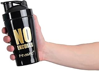 Stainless Steel Shaker Bottle with Steel Mixing Ball-NO Excuses (Black) (Set of 1)
