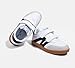 LUCKY STEP Kids Classic Retro Gum Sole Fashion Sneakers School Tennis Skate Shoes Girls Boys Hook and Loop Walking Casual Toddler Footwear Anti Slip Trainers(White/Black,Little Kid 12)