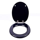 Tapa de WC, gran selección de atractivos asientos de inodoro con calidad superior y duradera de madera 43,5 x 37,5 x 5 cm (negro)