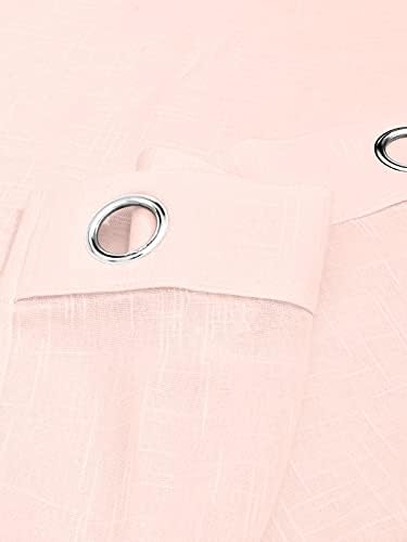 Image of Cotton Linen Solid Curtain with Eyelet Rings,Long Door Curtains for Pooja Room /Living Room /Dining Hall /Hotel /Bedroom /Kid Room /Kitchen (9 Feet, Baby Pink) Set of 2, Eyelet
