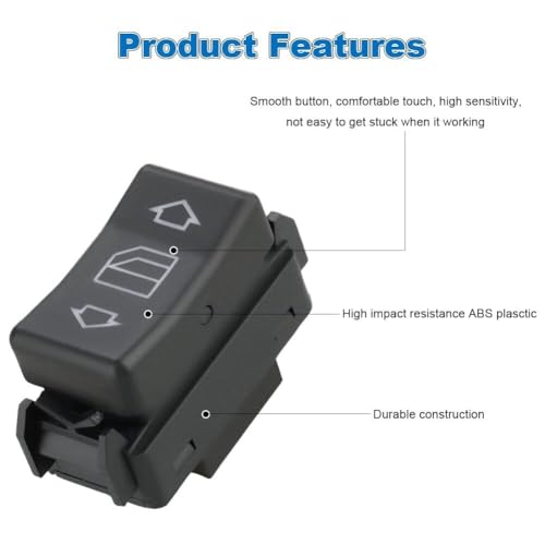 Window Switch Compatible with Mercedes-Benz 190E 260E 300CE 300TE 300D 300TD 300E 300SDL 300SE 300SEL 350SD, Power Window Switch, Driver Side 5 Pins, Replacement for 1248204610, A1248204510 - Image 4