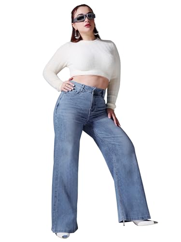 Image of Miss Chase A+ Women's Wide-Leg High Rise Regular Length Stretchable Denim Jeans