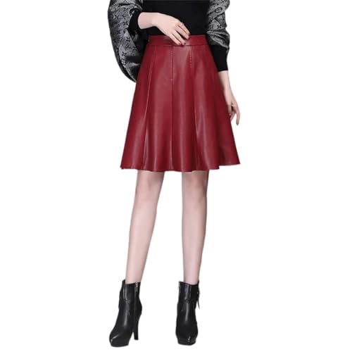 Women Leather Short Skirt High Waist Elegant Office Lady A-Line Skirt