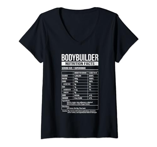 Bodybuilder Lustige Nährwertangaben T-Shirt mit V-Ausschnitt