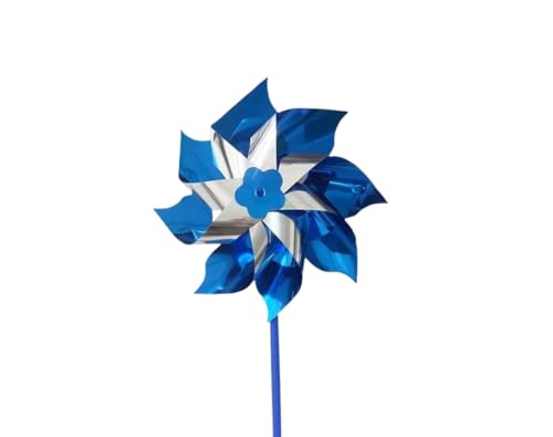 2 Pcs Large 6 Blue Pinwheels for Child Abuse Prevention Month - Perfect for Yard and Garden Decoration Scare Birds from Yard Wind Spinner for Party or Events Decoration