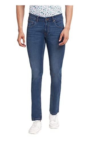 Image of Colorplus Men's Fitted Cotton Jeans (CJYT00506B5 Blue)