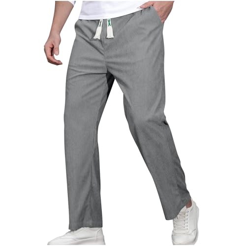 Men's Straight Pants Casual Elastic Waist Drawstring Long Trousers Fashion Lightweight Comfy Business Work Pant2