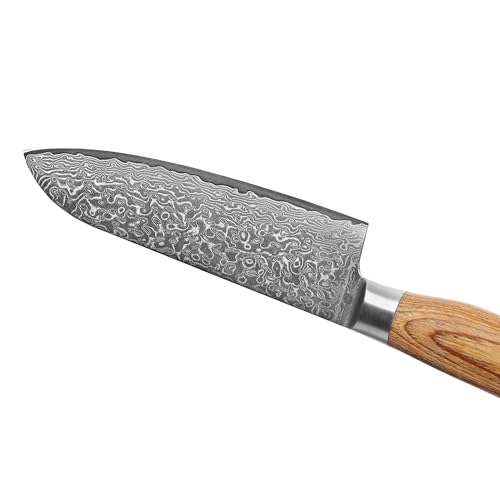 Foto von Wakoli EDIB Pro Messer - Damastmesser-Set (3-teilig) Küchenmesser aus 67 Lagen Damaststahl mit VG10-Kern - Pakkaholzgriff - Scharfe Messer für Fleisch, Fisch & Gemüse - Küchenmesser Set in Holzbox