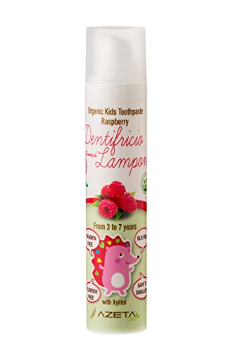 Raspberry Flavoured Children’s Toothpaste Organic Vegan 3 to 7 Years, SLS, Paraben and Floride Free Azeta Bio 50ml