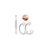 Anillo de nariz de herradura de 20 g y 18 g, oro y plata, doble gema, aros de nariz para mujeres y hombres, hipoalergénicos, acero inoxidable quirúrgico, circonita cúbica, hélice, tragus, aretes de