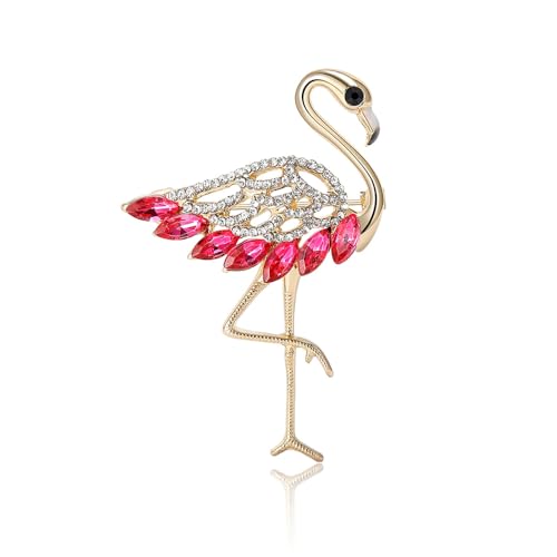 Image of Dainty Sparkly CZ Flamingo Brooches Pins Delicate Animal Crystal Brooch Classic for Women Girls Party Banquet Lapel Pins Dress Suit Shirt Clothes Accessories Jewelry Mother's Day Christmas Birthday Gifts 60mm