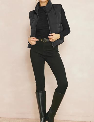 Gihuo Women's Winter Cropped Puffer Vest Stand Collar Zip Up Sleeveless Padded Jacket Lightweight Outerwear4