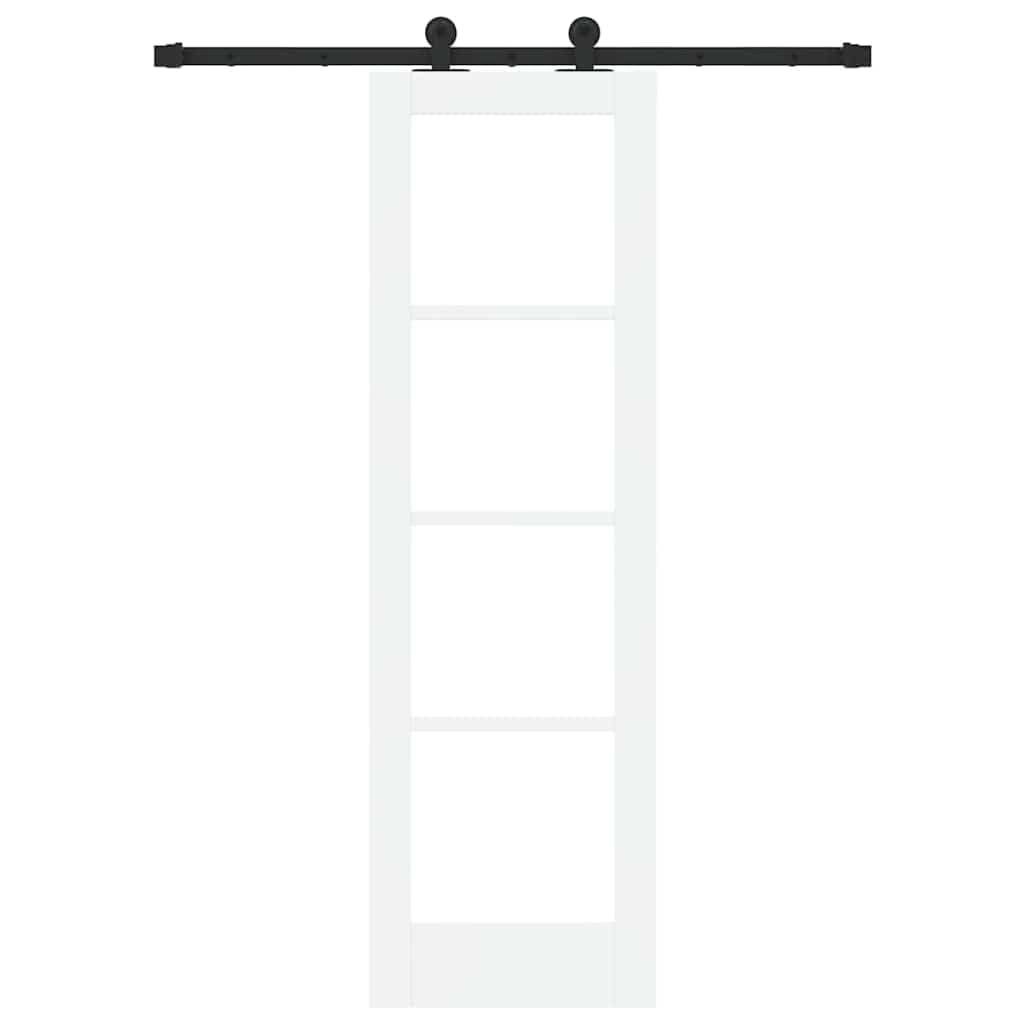 Drzwi przesuwne ORKDAL białe 61 x 198,5 cm lite drewno sosnowe i szkło z technologią ślizgową, do wnętrz, łącznie z szyną i stoperem, idealne do pomieszczeń mieszkalnych i jadalni