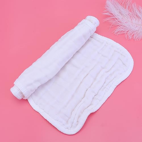 Toyvian 3-Pack Baby Burp Cloths Shoulder Pad Extra Absorbent Gauze Towels for Infants Milk Spitting Cushion White4