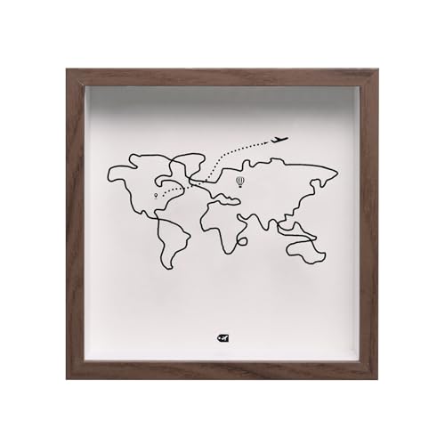 Qaixwuyi Archivo de Aventuras de Viaje Marco de Fotos 3D con Ranura Caja de colección de Recuerdos de Viaje 20 x 20 cm Madera Acrílico Caja de colección para entradas Fotos Billetes Vacaciones Bodas