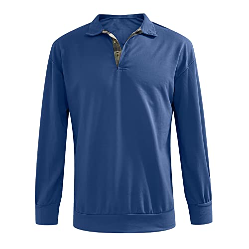 Generic Men's Long Sleeve Pullover Shirts-Casual Lapel Loose Fit Sweatshirts V Neck Quarter Button Comfy T Shirts Tops2