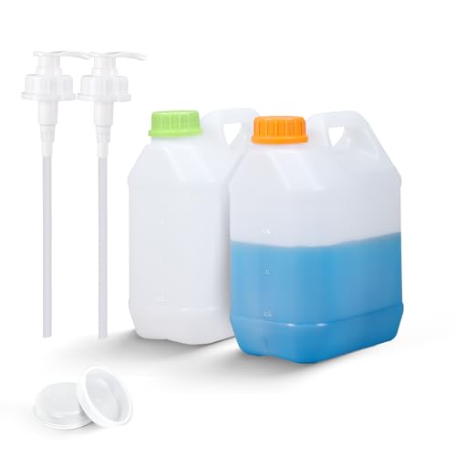 Image of ASEVAT Gallon Water Jugs with Caps Square Heavy-Duty HDPE Carboy F-Style Plastic Jug Water Storage Container Plastic Gallon Containers with Lids for Water, Sauces, Beverage, Liquids Liquids Laundry