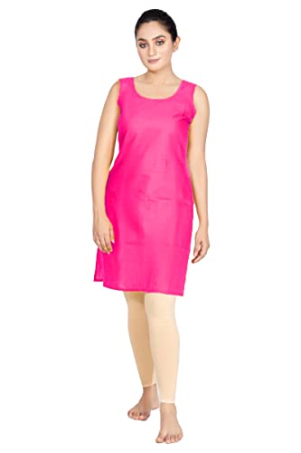 Image of Women's Cotton Long Camisole for Kurti /Suit Slip /Long Inner /Samij for Women Sameej /Knee Length Inner Wear /Sameez /Kurti Slip /Round Neck /Invisible