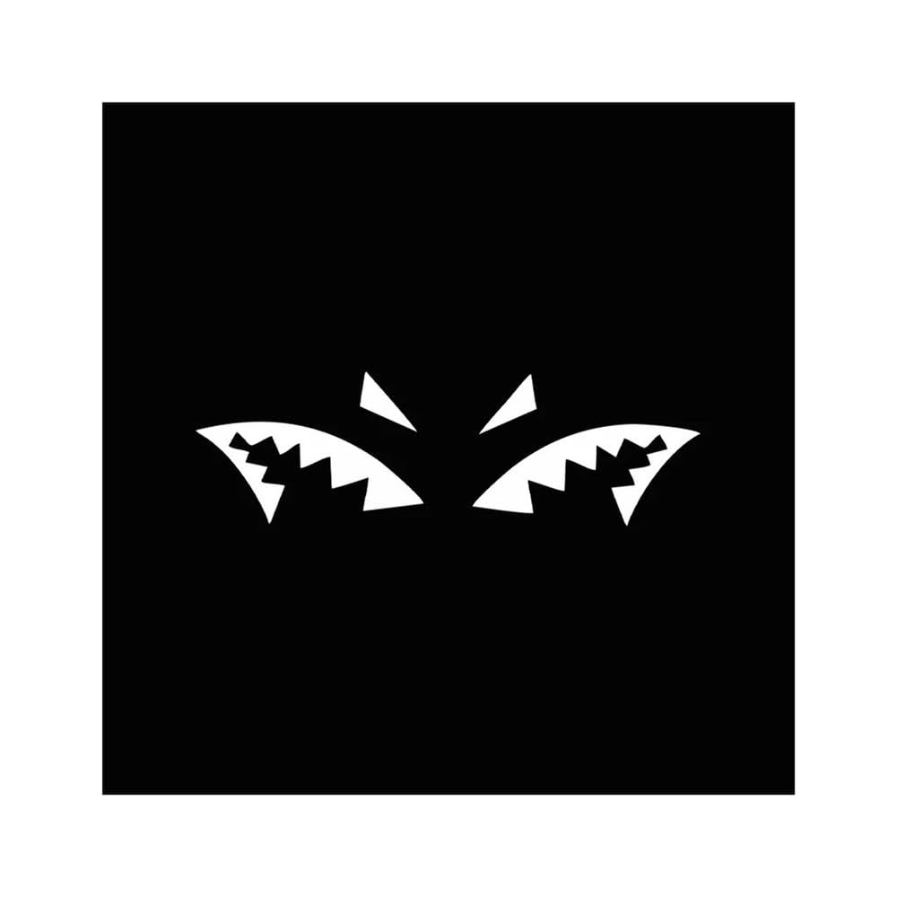 Bertdcx White Auto Accessory Creative Shark Teeth Car Stickers Night Reflective Waterproof Rearview Mirror Antenna Decals(White)