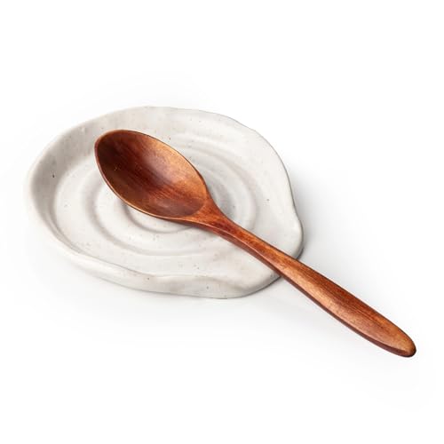 Besmeety 13 cm Löffelablage Keramik Kochlöffelablage Kochlöffelhalter Spoon Rest Kochlöffel Halter Löffelhalter (Weiß)