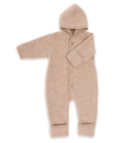Engel Overall mit Kapuze, 100% Schurwolle Fleece, Natur, Gr....
