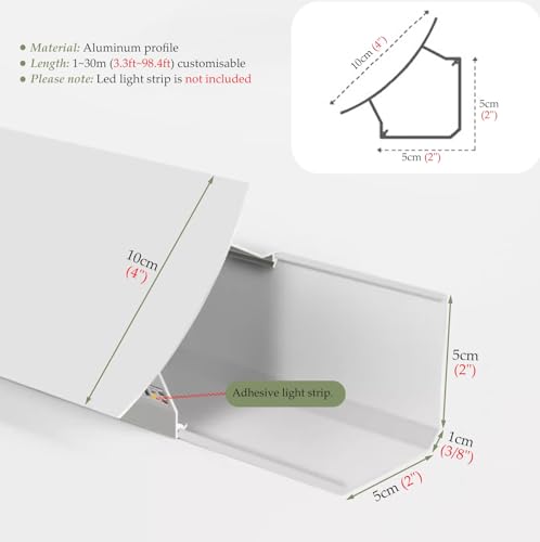 Moldura de cornisa LED para techos riel de iluminación indirecta perfil aluminio 2m 6