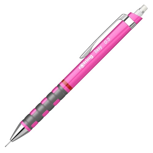 Image of Rotring 0.5mm Mechanical Clutch Lead Pencil | Tikky | for Smooth Writing Drafting Drawing | Neon Pink Barrel | Stationery