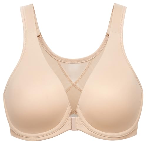 MELENECA Women's Front Closure Bras Plus Size Unlined Underwire Back Support Posture Bra