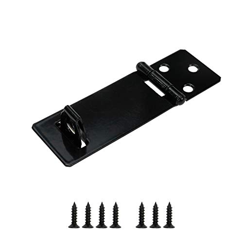 Image of Black Padlock Hasp,Door Slide Latch Lock Sliding Bolt,2.5 Inch | Set of 16,Black Painted Iron Lock,with Screws, for Home Yard Garden