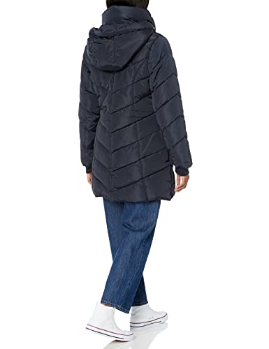 Steve Madden Women's Long Chervron Quilted Outerwear Jacket, Navy, Large #TOP1