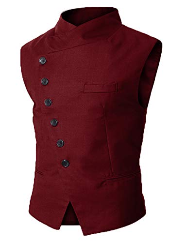 Everbeauty Stand Collar Vest Men Waistcoat Vest Casual Dress Vests For Wedding Party4