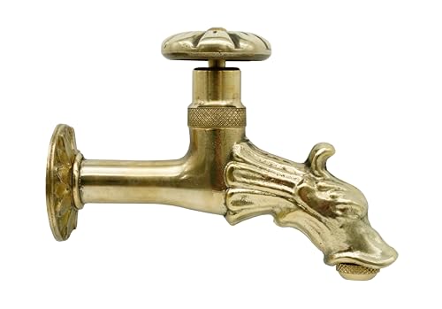 L'ARTISTICA F.LLI PERINCIOLI | Rubinetto Artistico a Vitone con Rosone e Portagomma 1/2 M, Rubinetto in Ottone per Fontane a Colonna o Muro, 115x150mm